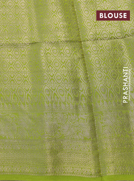 Semi raw silk saree teal blue and llight green lavender with allover zari weaves & floral digital prints and zari woven border