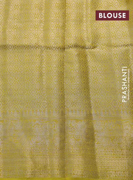 Semi raw silk saree mustard shade and deep violet with allover zari weaves & floral digital prints and zari woven border