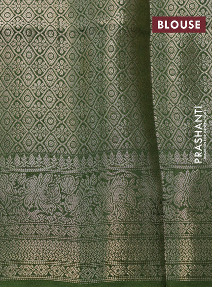 Semi raw silk saree lime shade and green with allover zari weaves & floral digital prints and zari woven border