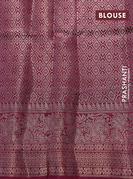 Semi raw silk saree dark magenta and deep violet with allover zari weaves & floral digital prints and zari woven border