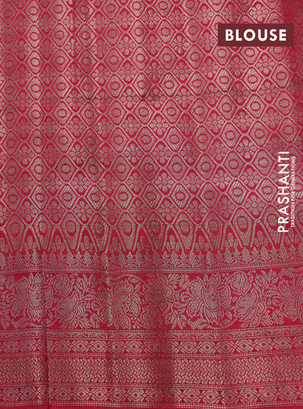 Semi raw silk saree navy blue and pink with allover zari weaves & kalamkari digital prints and zari woven border