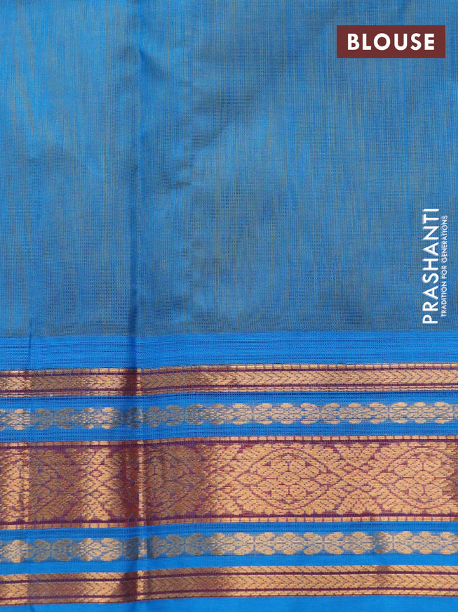 Silk cotton saree lime yellow and cs blue with zari woven buttas and zari woven korvai border