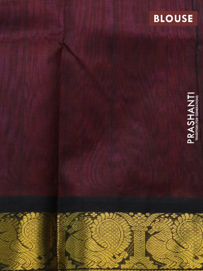 Silk cotton saree dual shade of candy pink and black with annam zari woven buttas and annam zari woven border