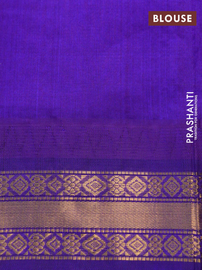 Silk cotton saree dual shade of candy pink and blue with zari woven buttas and zari woven korvai border