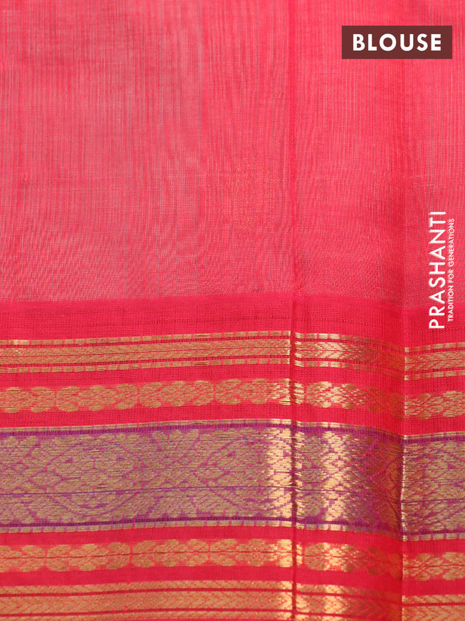 Silk cotton saree grey and red with zari woven buttas and zari woven korvai border