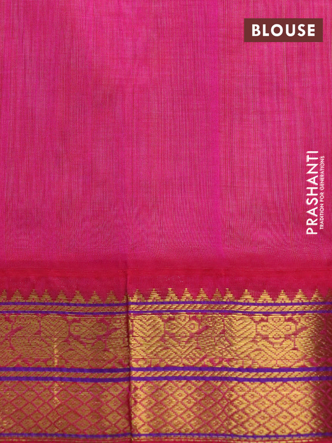 Silk cotton saree pale orange and pink with annam zari woven buttas and zari woven annam border