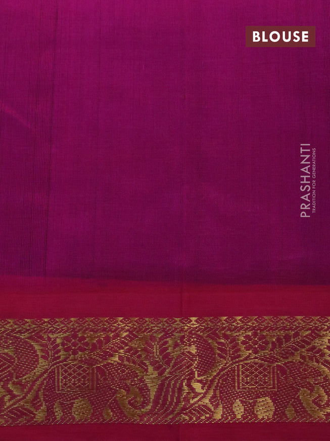 Silk cotton saree blue and pink with annam zari woven buttas and zari woven korvai border