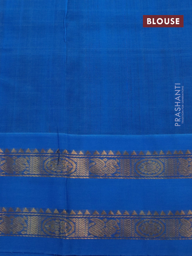 Silk cotton saree maroon and cs blue with allover zari checked pattern and rettapet zari woven korvai border