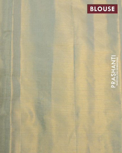 Pure kanchipuram silk saree dual shade of mild pista green with allover brocade weaves in borderless style