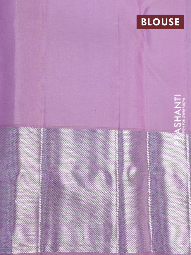 Pure kanchipuram silk saree lavender shade with allover silver zari woven brocade weaves and silver zari woven border