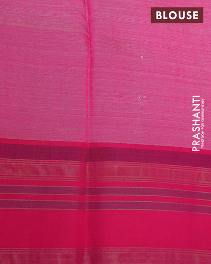 Pure tussar silk saree cream and pink with allover floral digital prints and temple deisgn zari woven vidarbha border