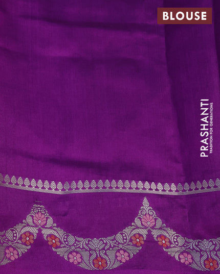 Banarasi poona silk saree pink and violet with zari woven buttas and zari woven border