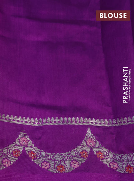 Banarasi poona silk saree pink and violet with zari woven buttas and zari woven border