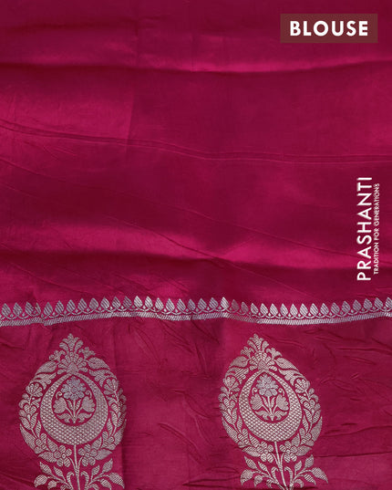 Banarasi poona silk saree violet and pink with thread & silver zari weaves in borderless style