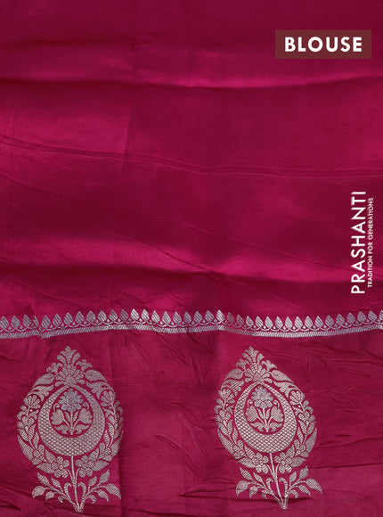 Banarasi poona silk saree violet and pink with thread & silver zari weaves in borderless style