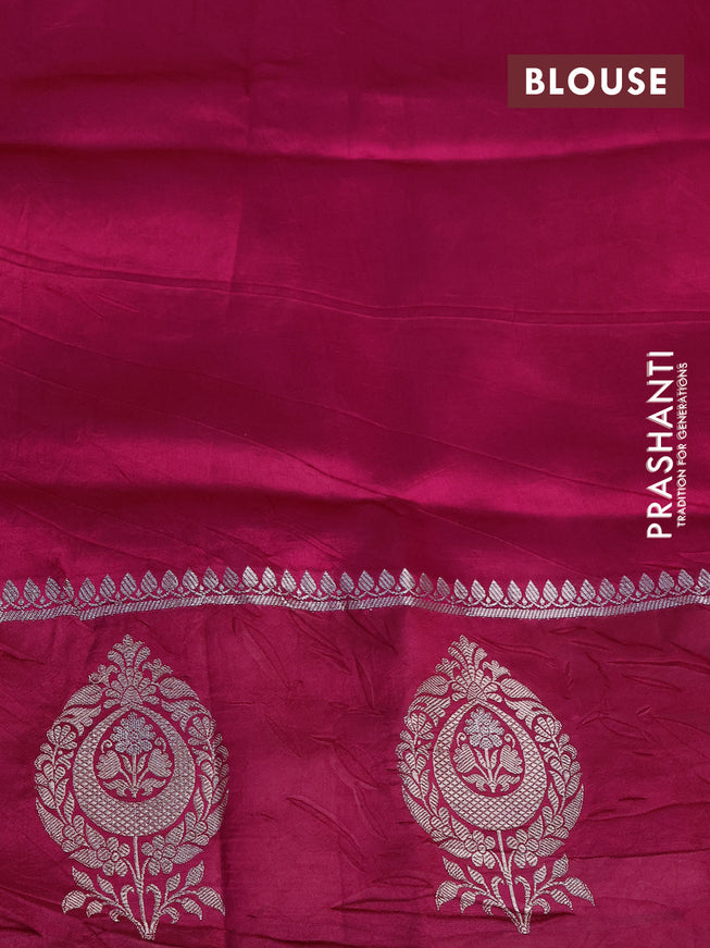 Banarasi poona silk saree violet and pink with thread & silver zari weaves in borderless style