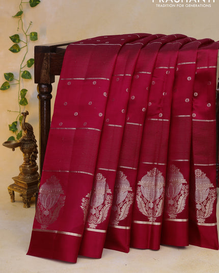 Banarasi poona silk saree red with allover zari weaves & buttas and zari woven butta border