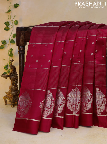 Banarasi poona silk saree red with allover zari weaves & buttas and zari woven butta border