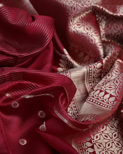 Banarasi poona silk saree red with allover zari weaves & buttas and zari woven butta border