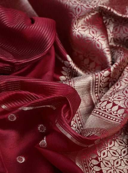 Banarasi poona silk saree red with allover zari weaves & buttas and zari woven butta border