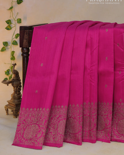 Banarasi raw silk saree pink with woven buttas and thread & zari woven border