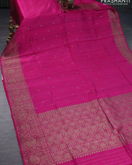 Banarasi raw silk saree pink with woven buttas and thread & zari woven border