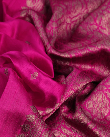 Banarasi raw silk saree pink with woven buttas and thread & zari woven border