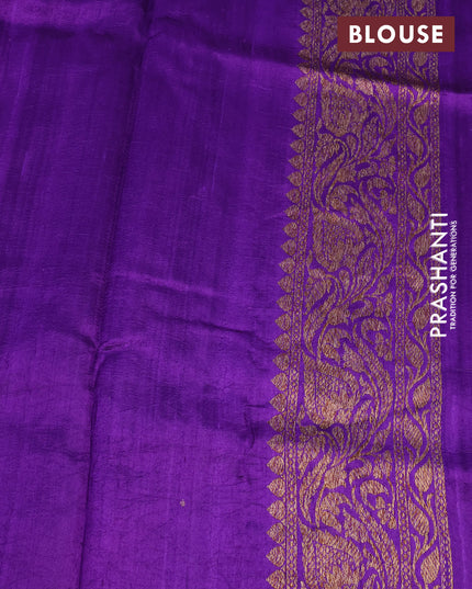 Banarasi raw silk saree violet with allover thread & zari weaves in borderless style