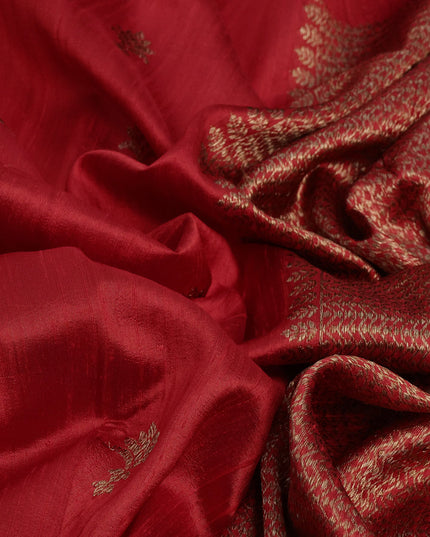 Banarasi raw silk saree red with woven buttas and butta border