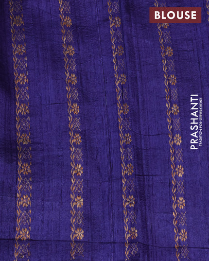 Banarasi raw silk saree dark blue with woven buttas in borderless style