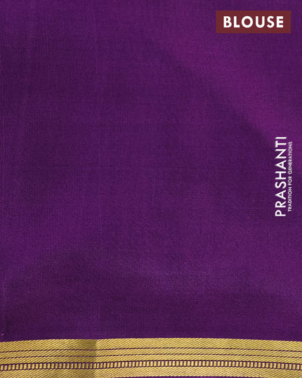 Pure mysore silk saree mild purple and deep purple with allover pichwai prints and long rettapet zari woven border