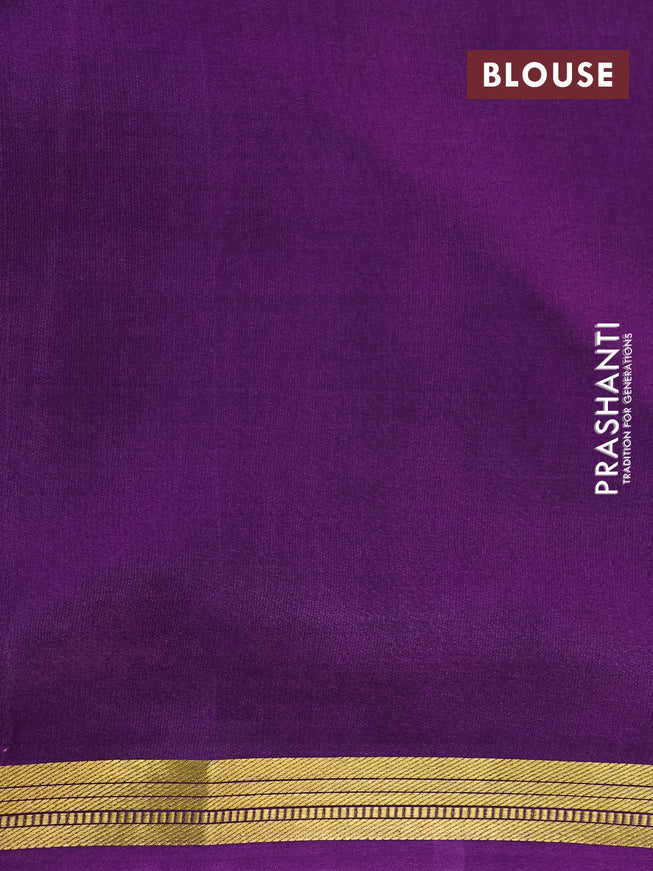 Pure mysore silk saree mild purple and deep purple with allover pichwai prints and long rettapet zari woven border