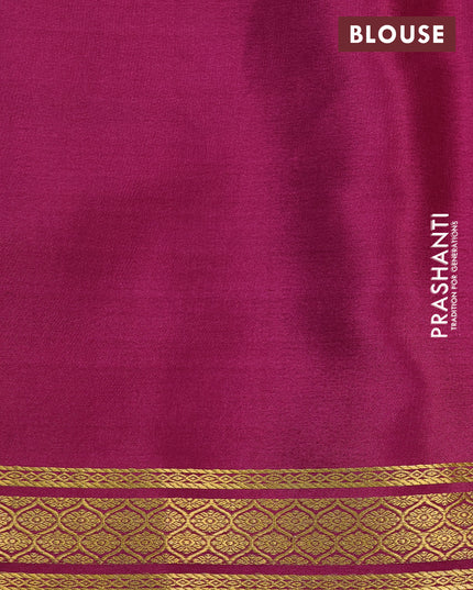 Pure mysore silk saree pastel pink and magenta pink with allover floral digital prints and long zari woven simple border