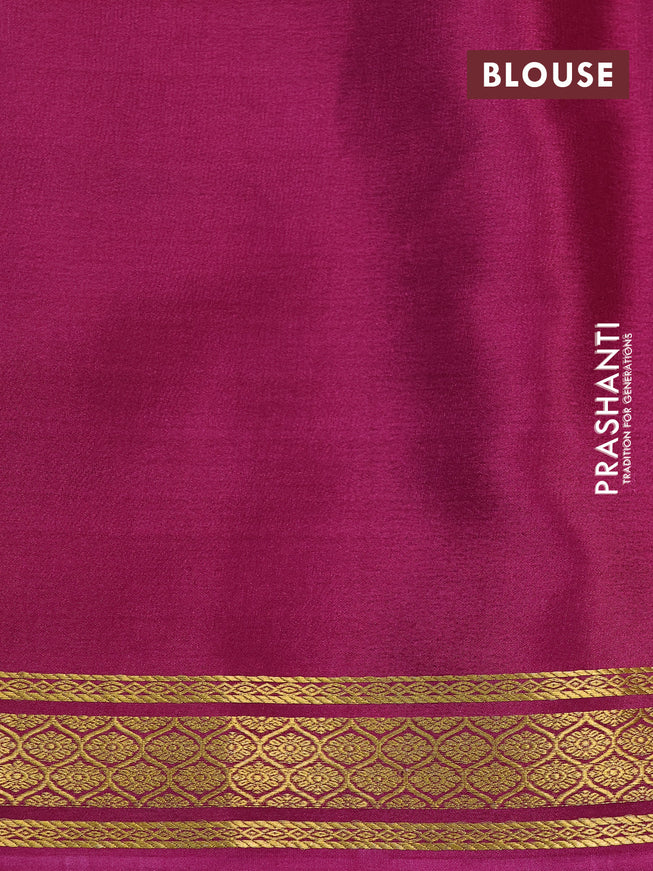 Pure mysore silk saree pastel pink and magenta pink with allover floral digital prints and long zari woven simple border