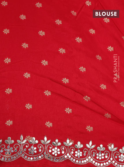 Pure organza silk saree red with allover thread & zari weaves and gottapatti lace & mirror work border