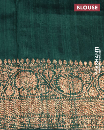 Banarasi raw silk saree dark green with thread & zari woven buttas and woven border