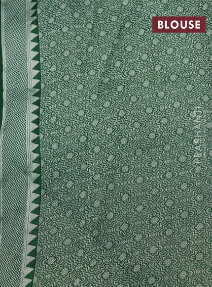 Banarasi raw silk saree green with zari woven buttas and zari woven floral design paithani border