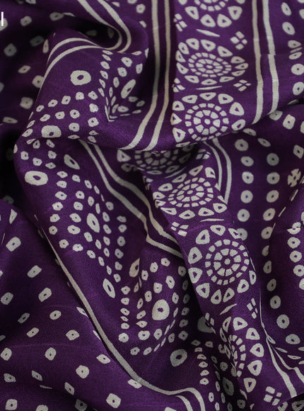 Semi georgette saree violet with allover bandhani prints and zari woven border