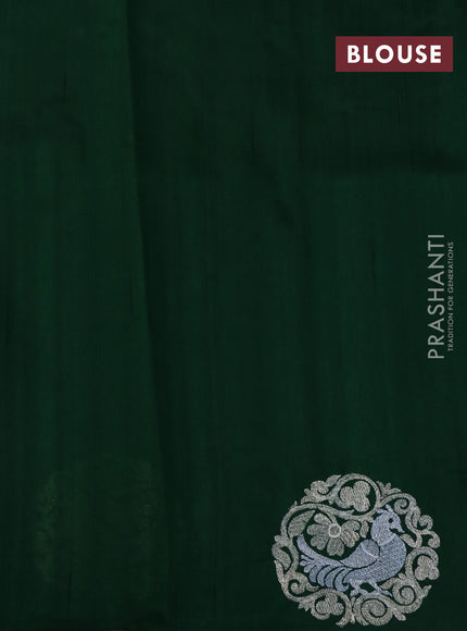 Semi tussar saree green with zari woven buttas and zari woven butta border