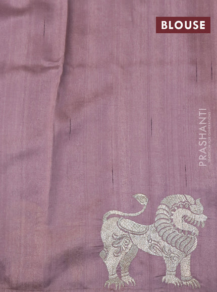 Semi tussar saree rosey brown with zari woven buttas and zari woven butta border