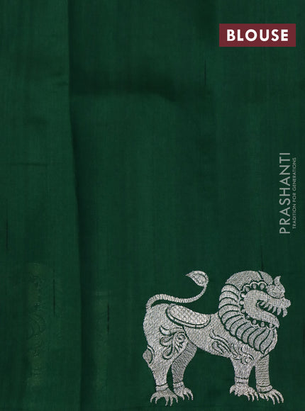 Semi tussar saree green with zari woven buttas and zari woven butta border