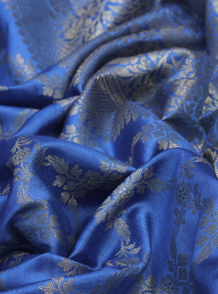 Chiniya silk saree blue with allover zari weaves in borderless style