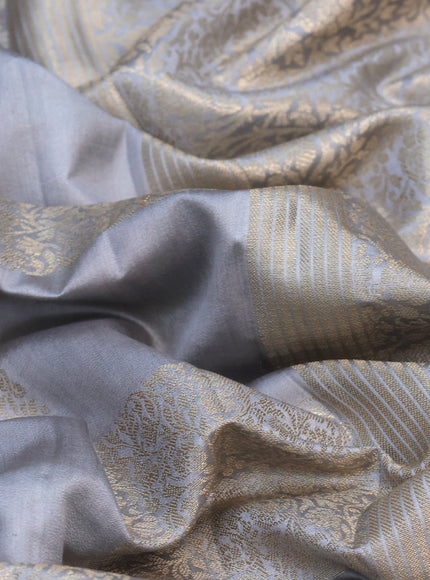 Chiniya silk saree grey with allover box type zari weaves and zari woven border