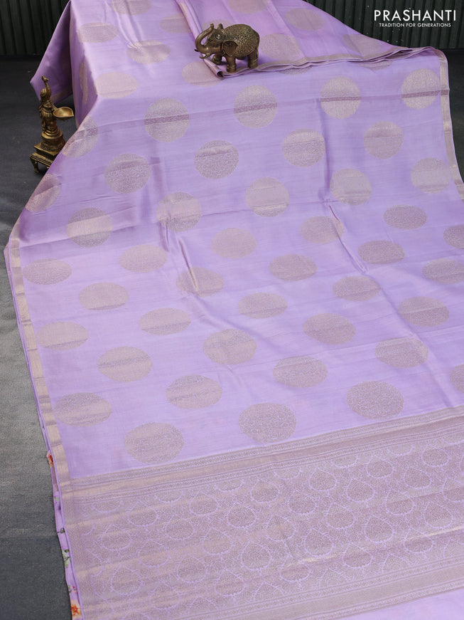 Chiniya silk saree lavender shade with zari woven buttas and zari woven border