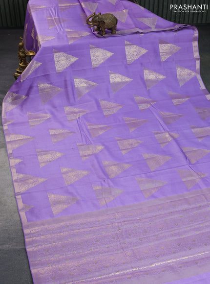 Chiniya silk saree lavender shade with geometric zari woven buttas and zari woven border