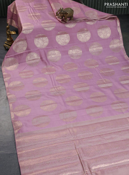 Chiniya silk saree mauve pink with zari woven buttas and zari woven border