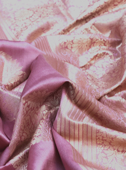 Chiniya silk saree mauve pink with zari woven buttas and zari woven border