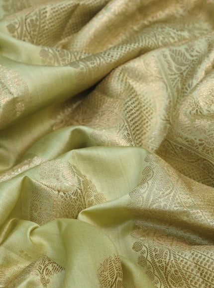 Chiniya silk saree pista green with zari woven buttas and zari woven border