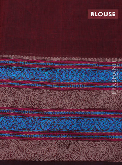 Kanchipuram silk cotton saree maroon with thread woven buttas and long thread woven border