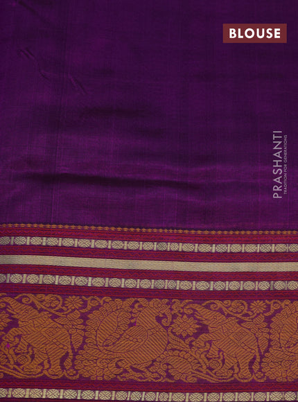 Kanchipuram silk cotton saree purple with allover thread woven checked pattern and thread & zari woven border